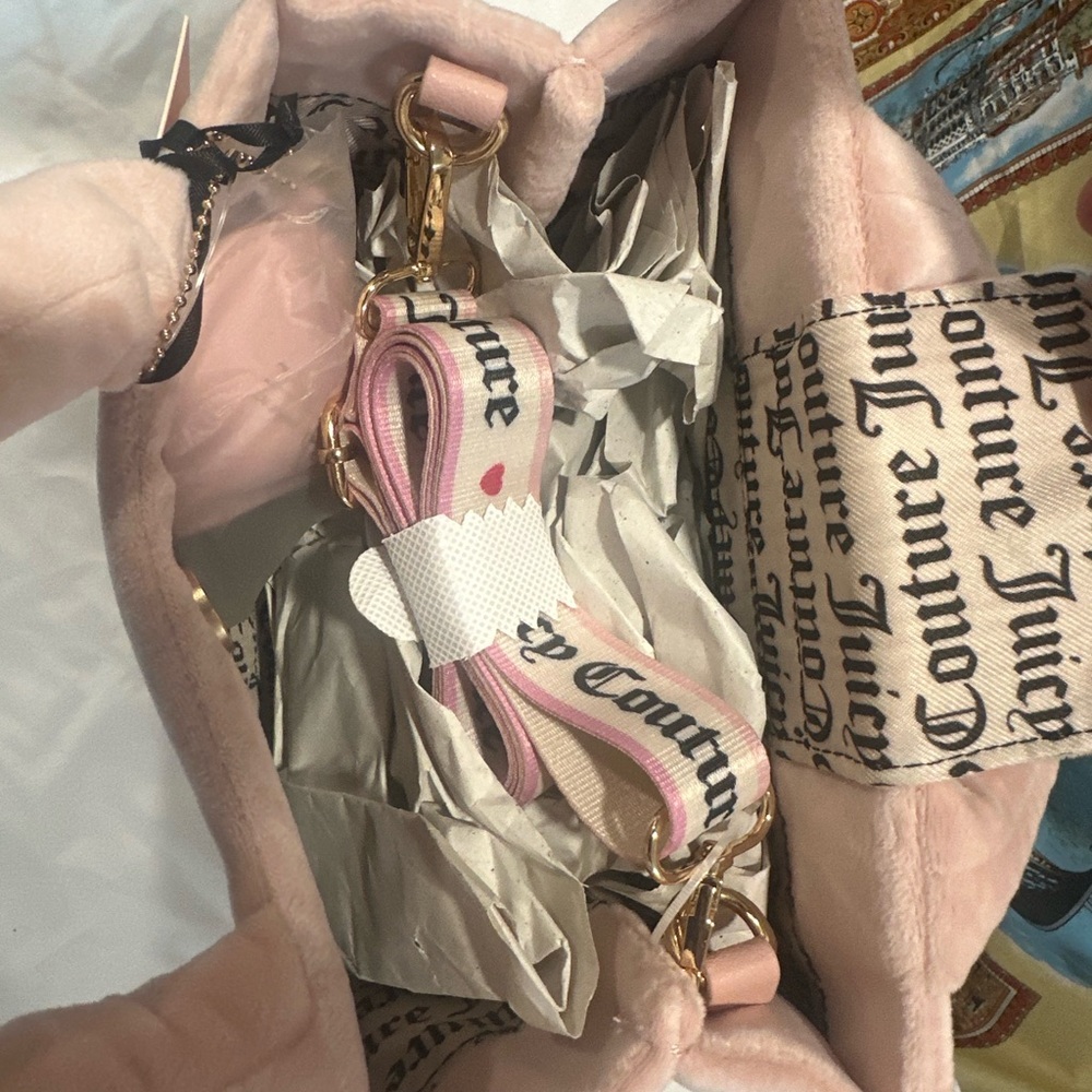 SOLD-Juicy Couture Blush Velvet Tote - Picture 2 of 2